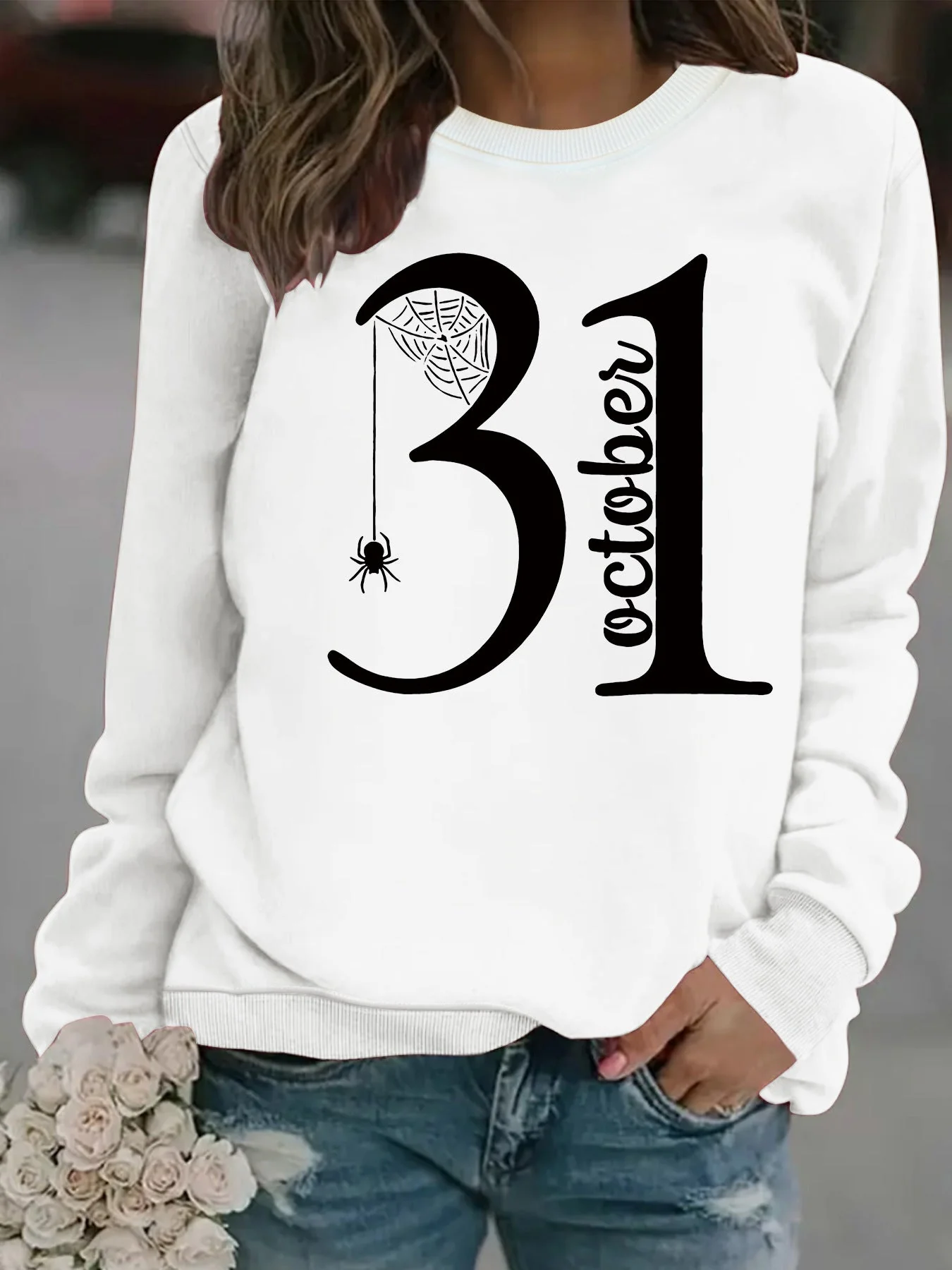 Damen Sweatshirt mit kreativem Halloween-Motiv und bequemer Passform - Image 10