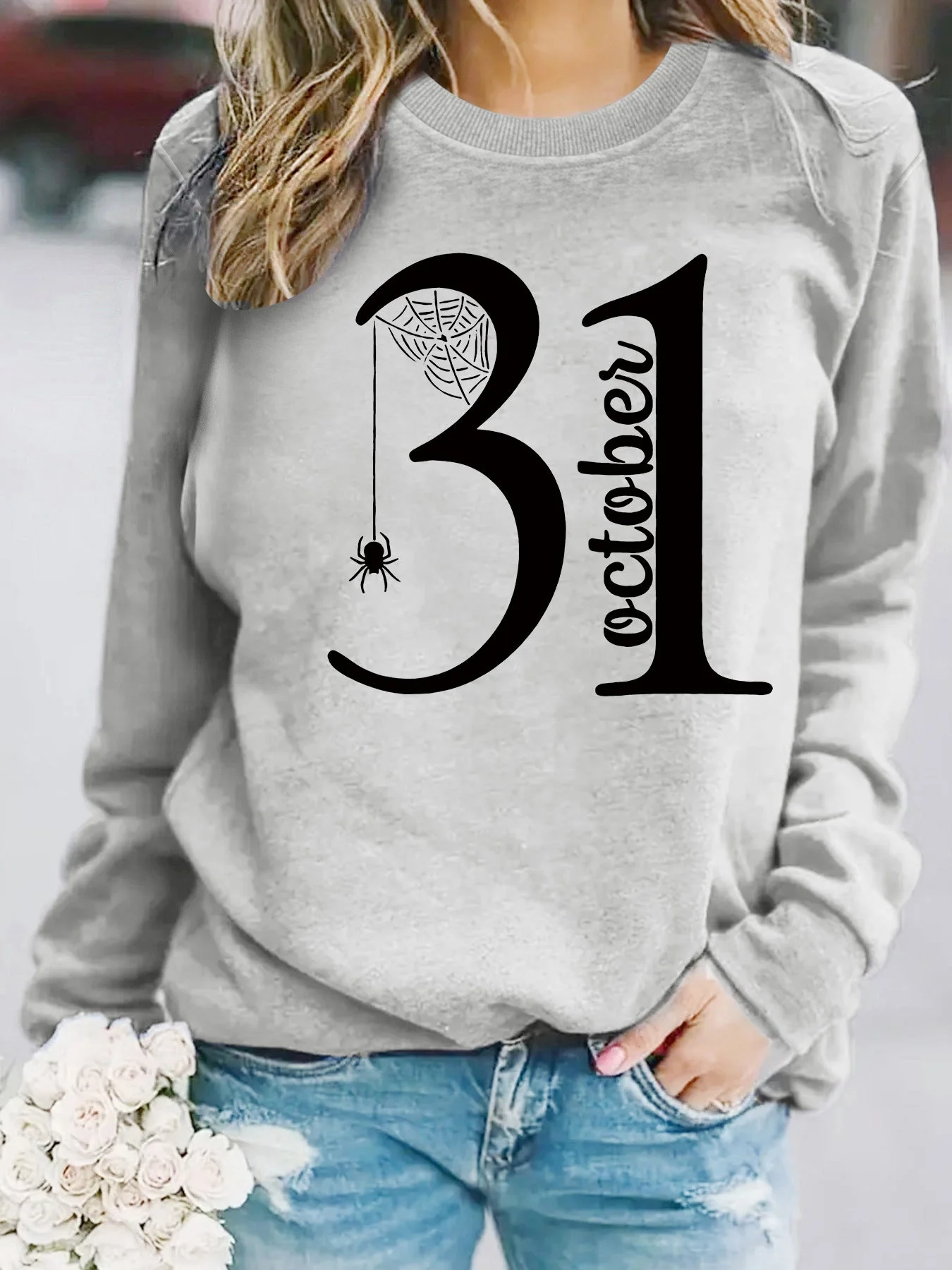 Damen Sweatshirt mit kreativem Halloween-Motiv und bequemer Passform - Image 11