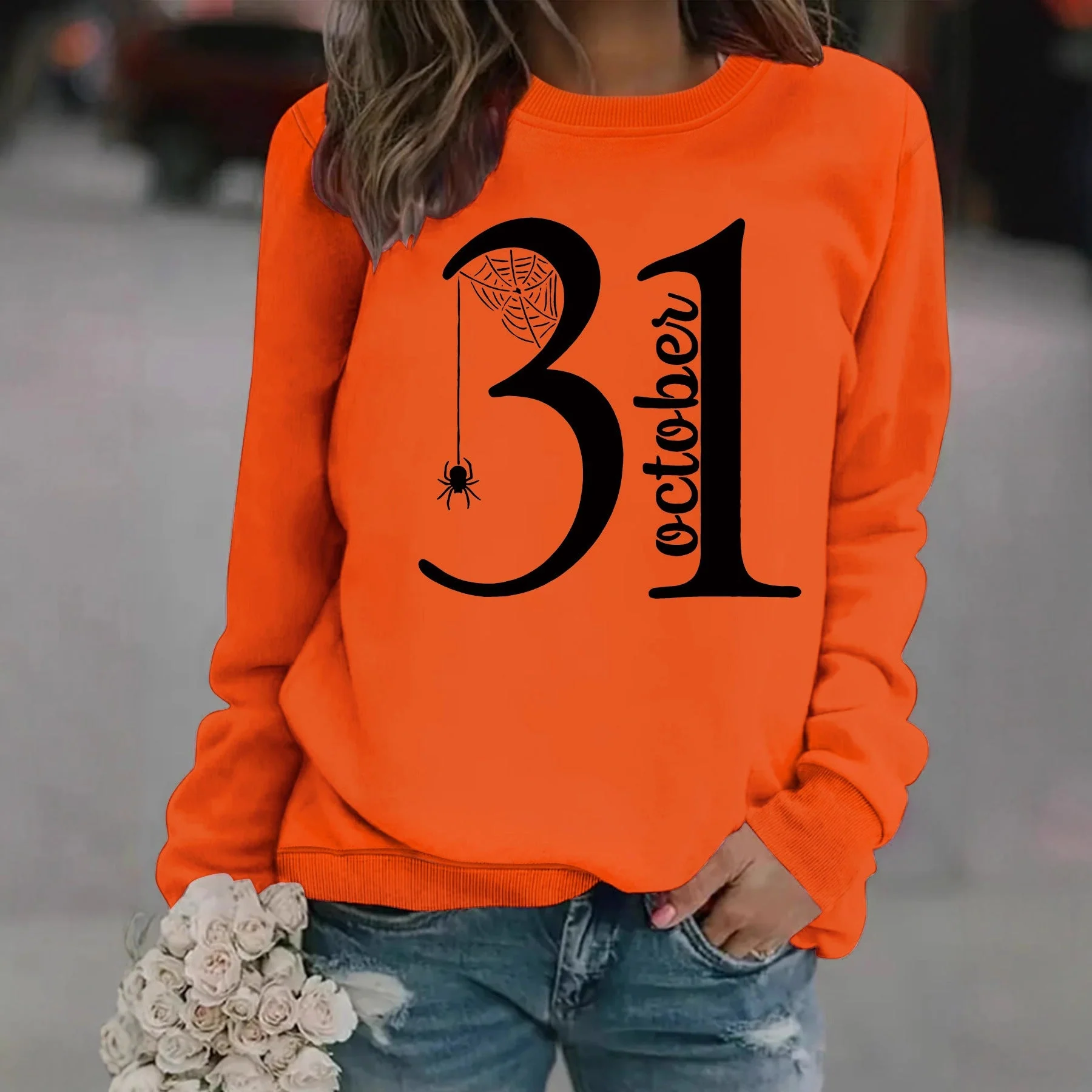 Damen Sweatshirt mit kreativem Halloween-Motiv und bequemer Passform - Image 2