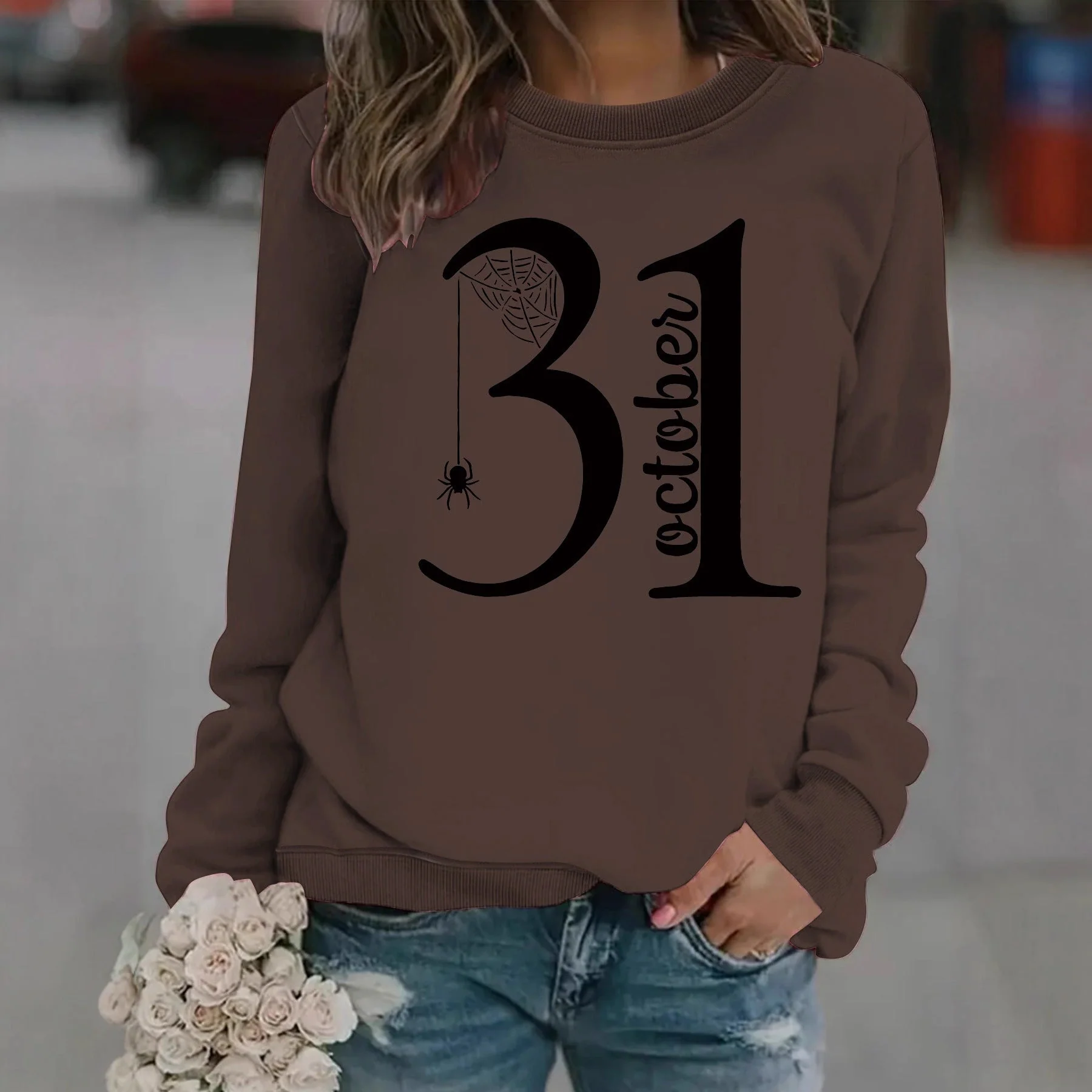 Damen Sweatshirt mit kreativem Halloween-Motiv und bequemer Passform - Image 3