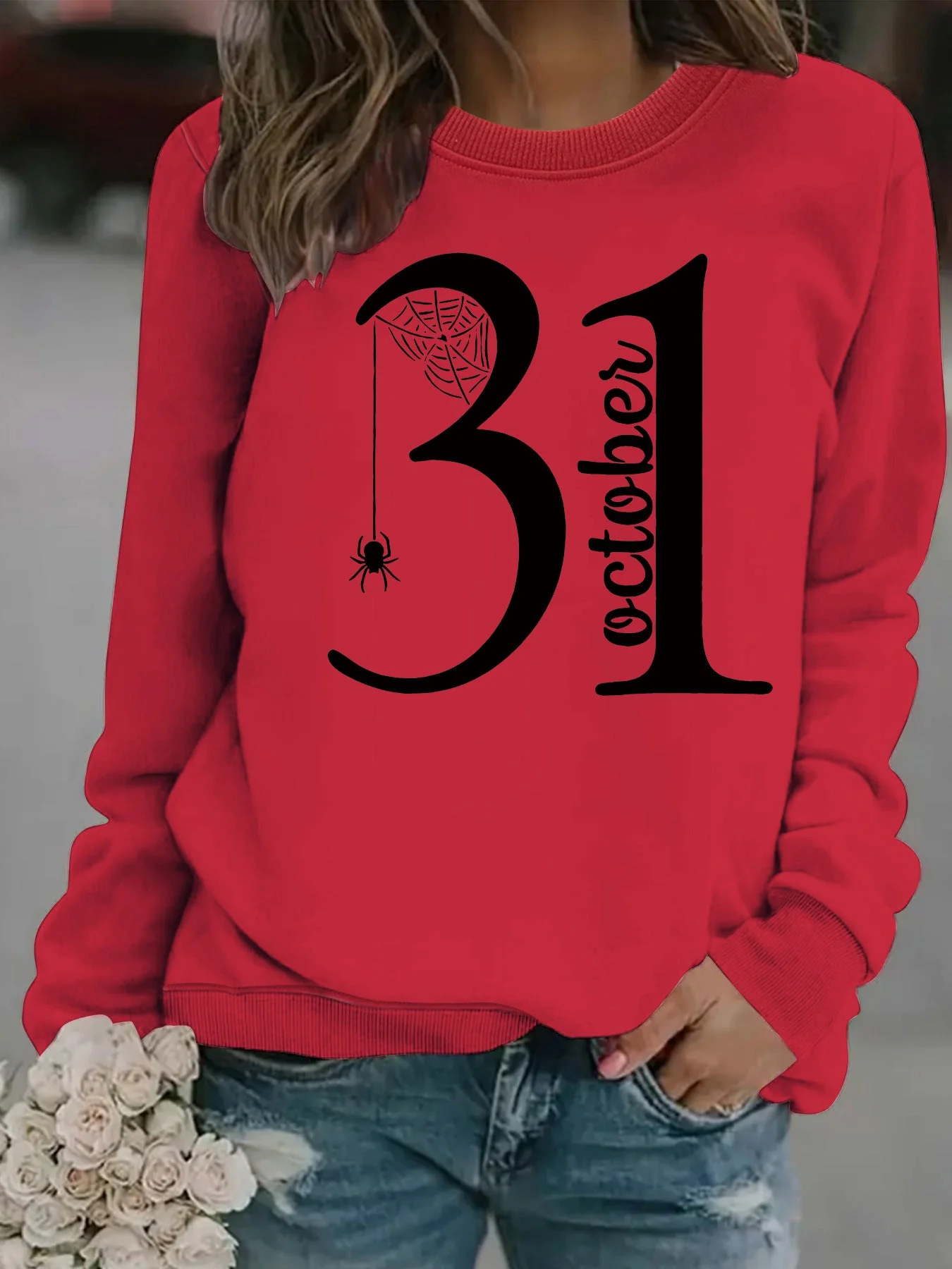 Damen Sweatshirt mit kreativem Halloween-Motiv und bequemer Passform - Image 5