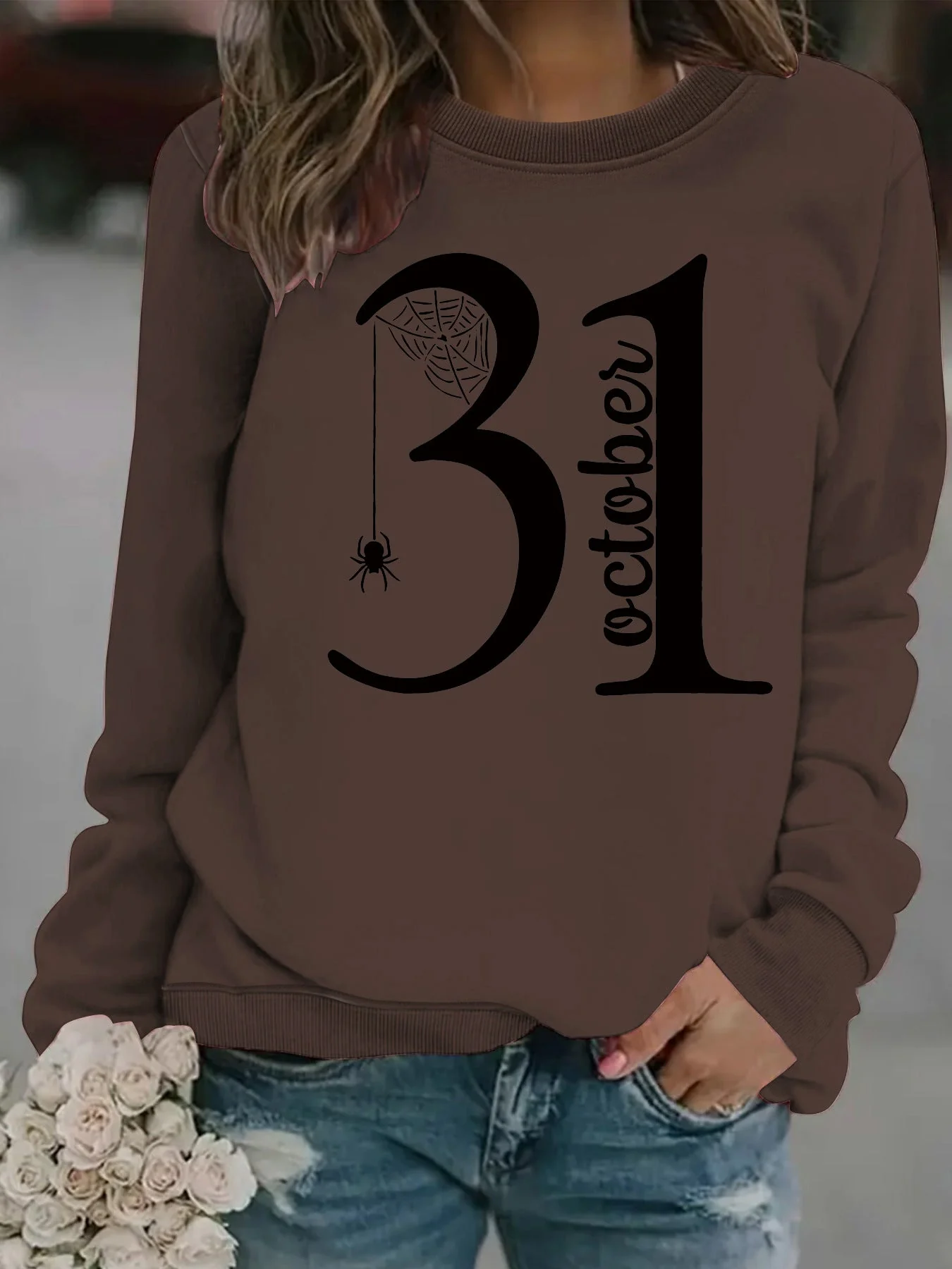 Damen Sweatshirt mit kreativem Halloween-Motiv und bequemer Passform - Image 8