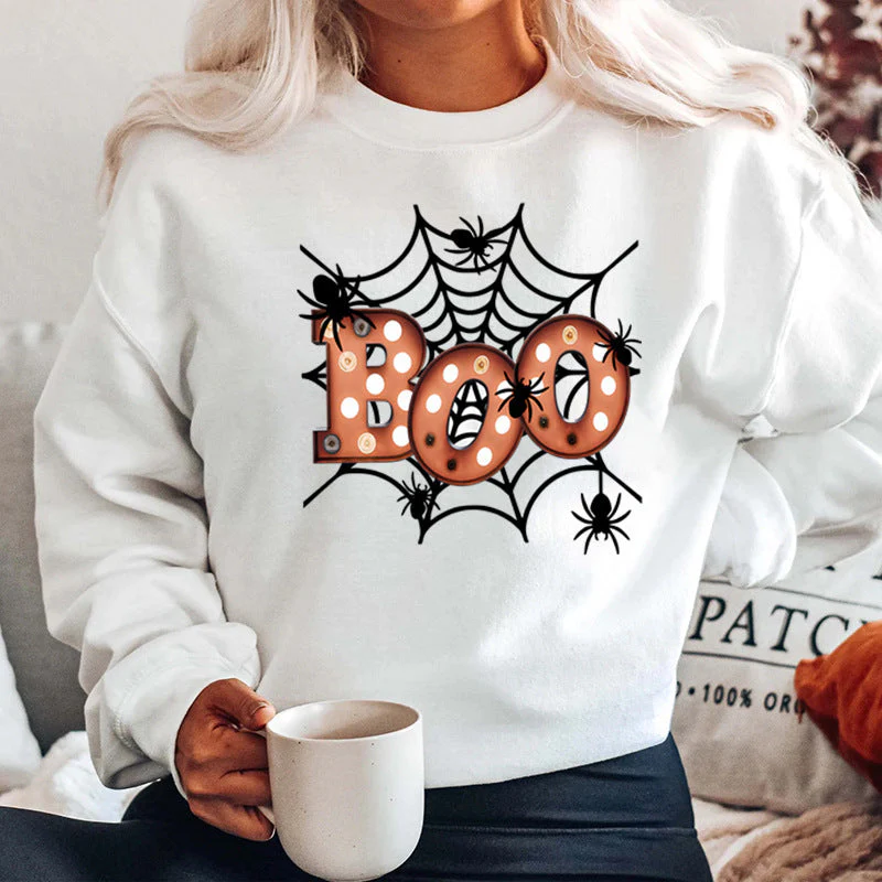 Damen Sweatshirt mit kreativem Halloween-Spinnennetzdesign - Image 2