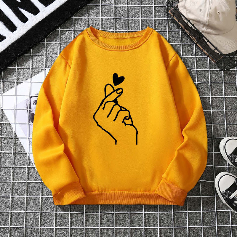 Damen Sweatshirt mit kreativem Handzeichen-Motiv und weichem Innenfutter - Image 2