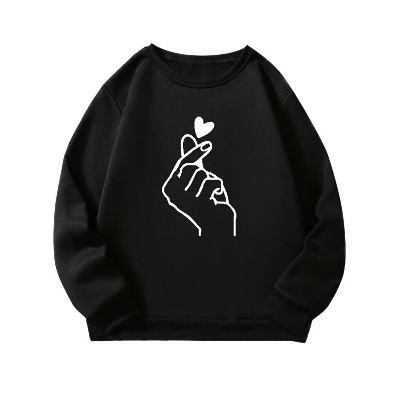 Damen Sweatshirt mit kreativem Handzeichen-Motiv und weichem Innenfutter - Image 4