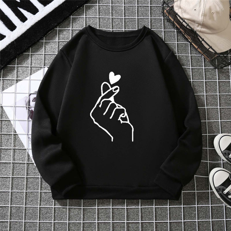 Damen Sweatshirt mit kreativem Handzeichen-Motiv und weichem Innenfutter - Image 5