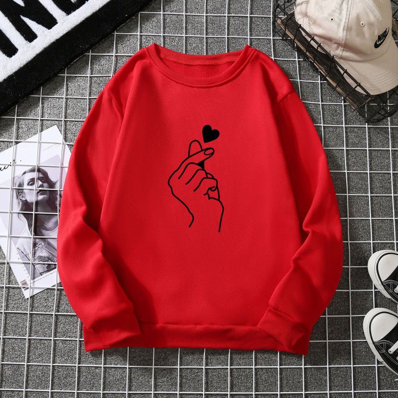 Damen Sweatshirt mit kreativem Handzeichen-Motiv und weichem Innenfutter - Image 8
