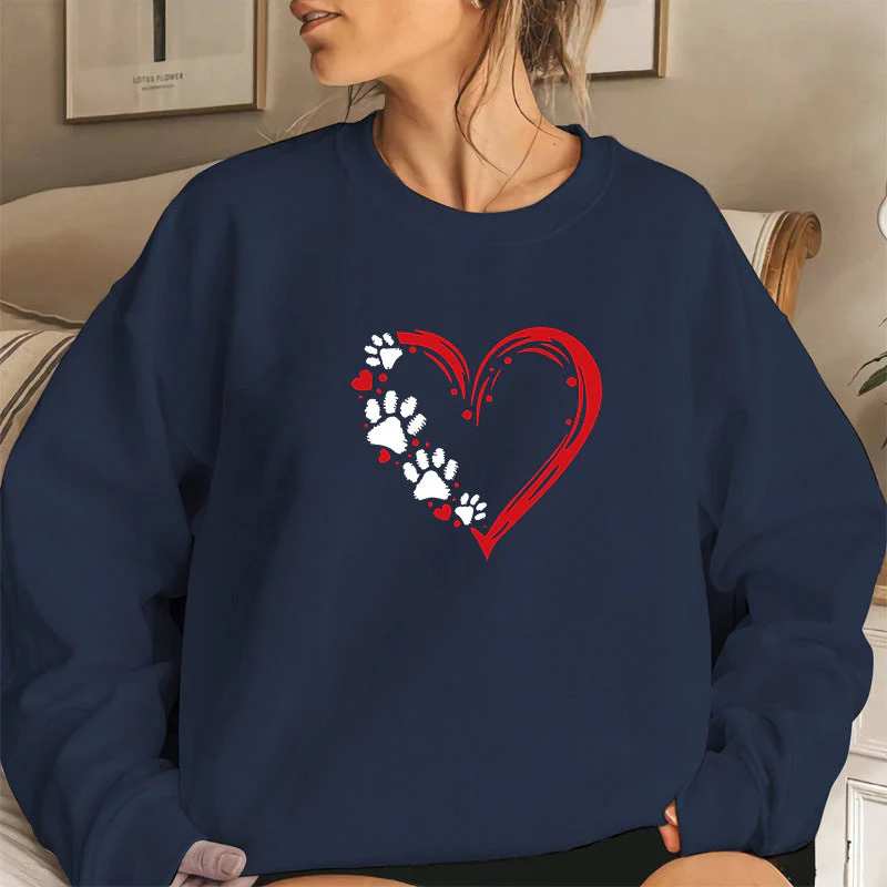 Damen Sweatshirt mit kreativem Herz- und Pfotendesign - Image 10
