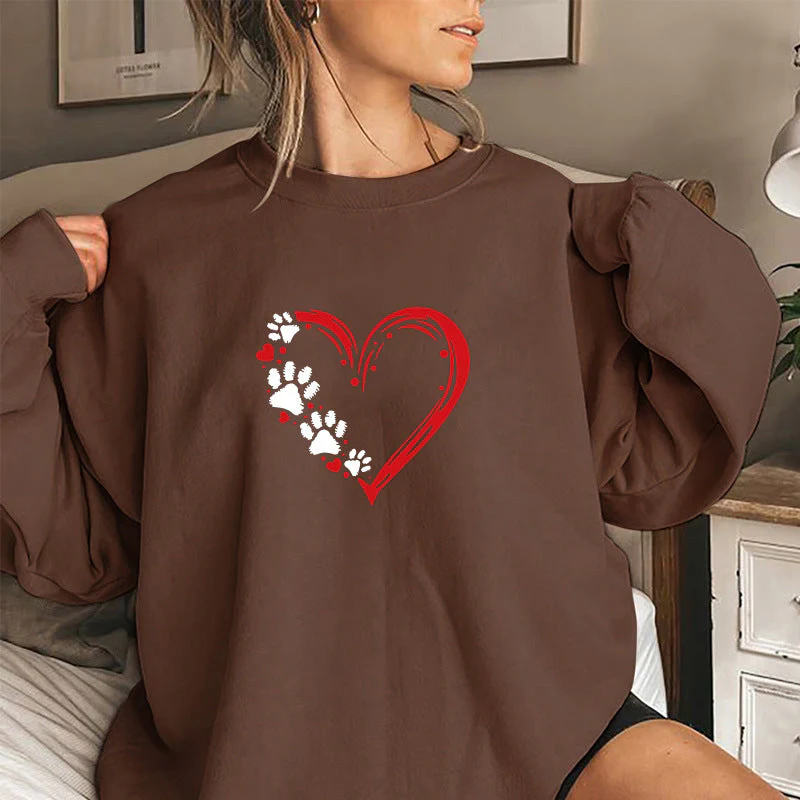Damen Sweatshirt mit kreativem Herz- und Pfotendesign - Image 9