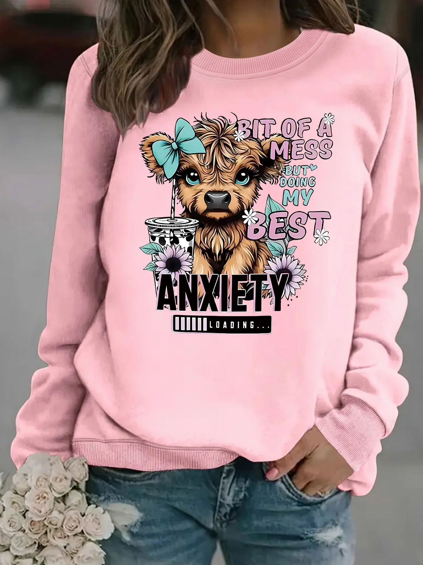 Damen Sweatshirt mit kreativem Hundedesign und inspirierendem Schriftzug - Image 6