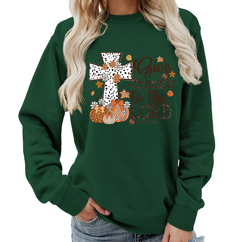 Damen Sweatshirt mit kreativem Kreuz-Aufdruck und herbstlichem Design - Image 10