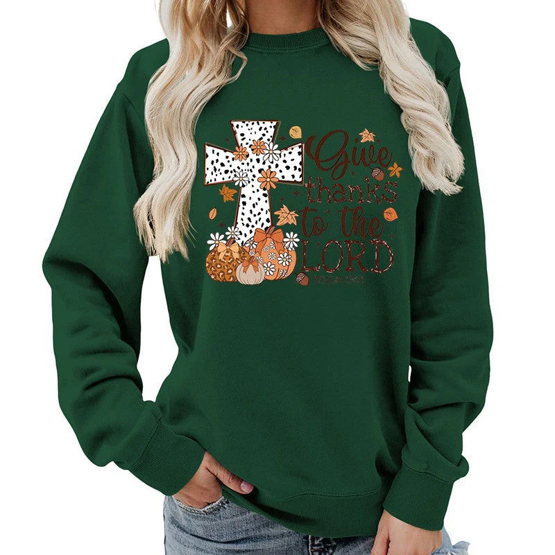 Damen Sweatshirt mit kreativem Kreuz-Aufdruck und herbstlichem Design - Image 4