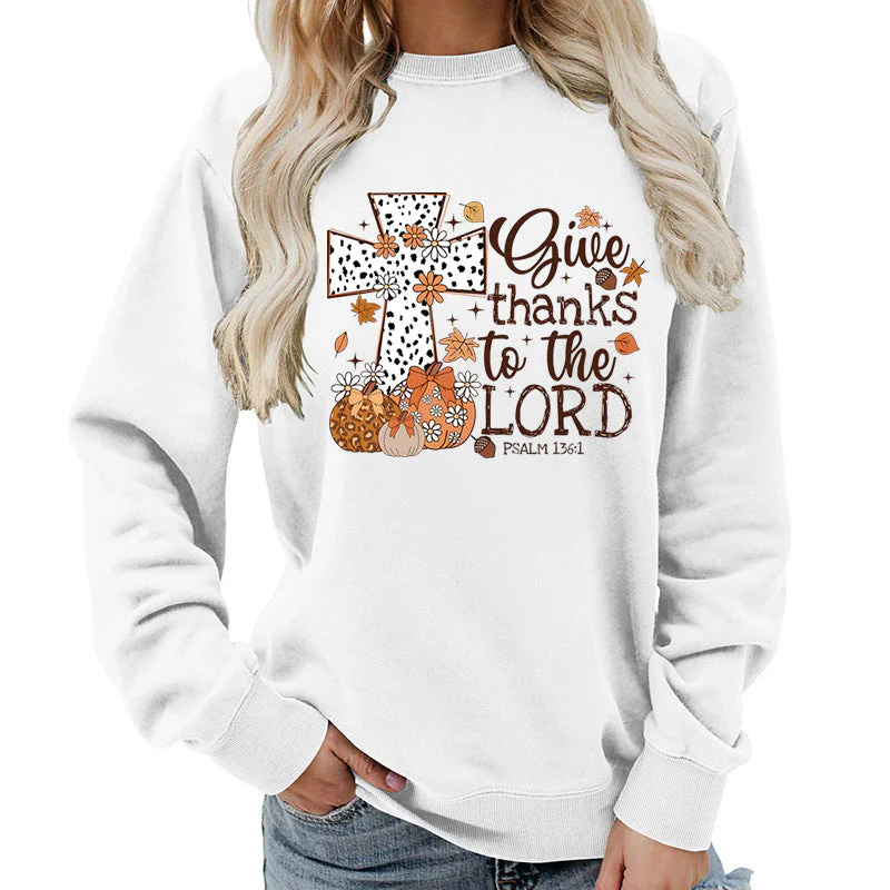 Damen Sweatshirt mit kreativem Kreuz-Aufdruck und herbstlichem Design - Image 6