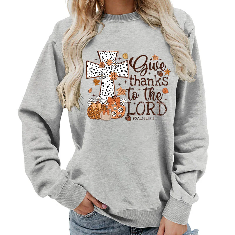 Damen Sweatshirt mit kreativem Kreuz-Aufdruck und herbstlichem Design - Image 7