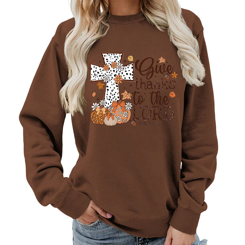 Damen Sweatshirt mit kreativem Kreuz-Aufdruck und herbstlichem Design - Image 8