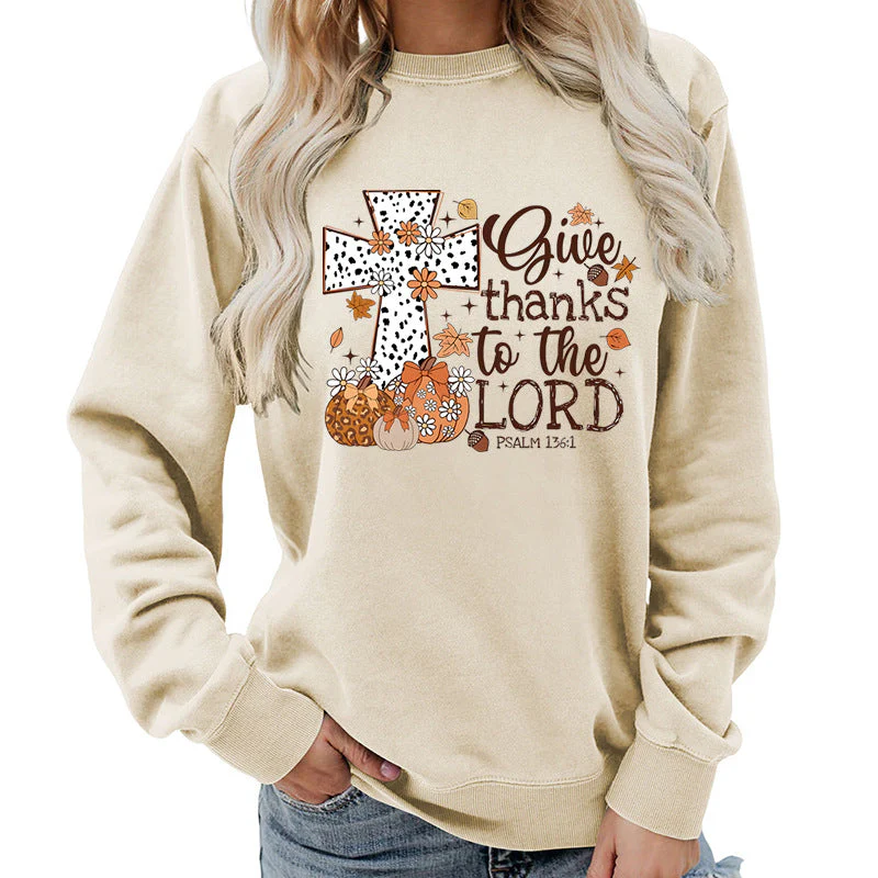 Damen Sweatshirt mit kreativem Kreuz-Aufdruck und herbstlichem Design - Image 9