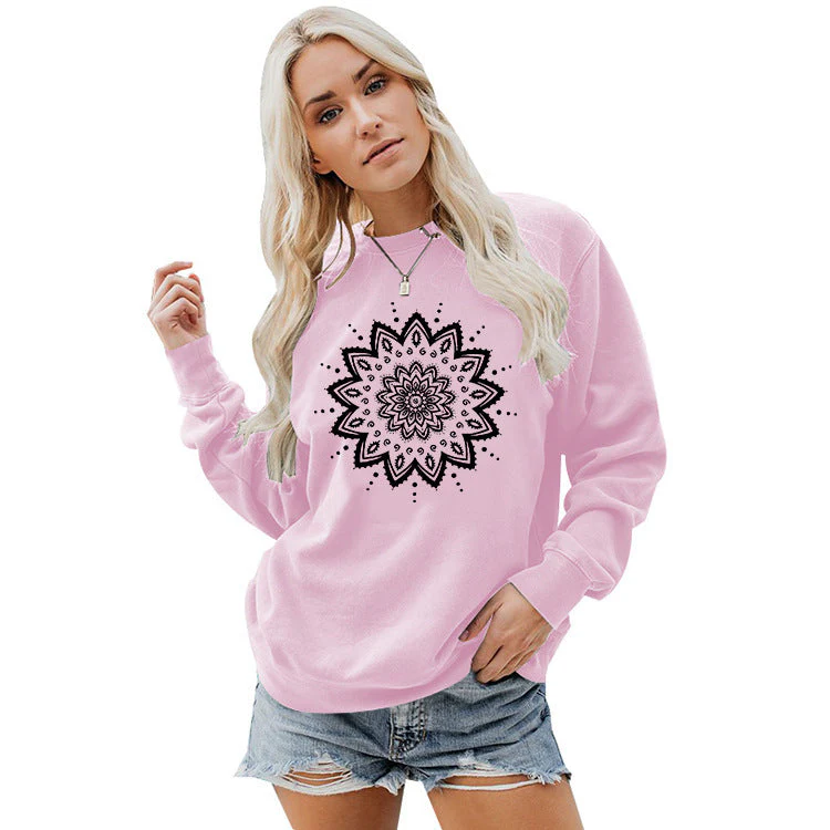 Damen Sweatshirt mit kreativem Mandala-Design und lässigem Schnitt