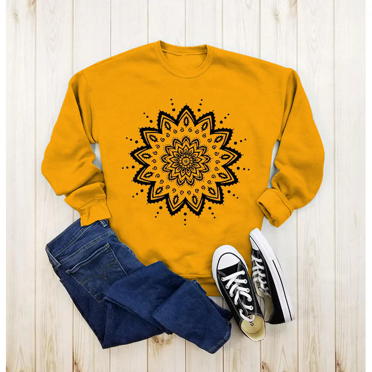Damen Sweatshirt mit kreativem Mandala-Design und lässigem Schnitt - Image 3