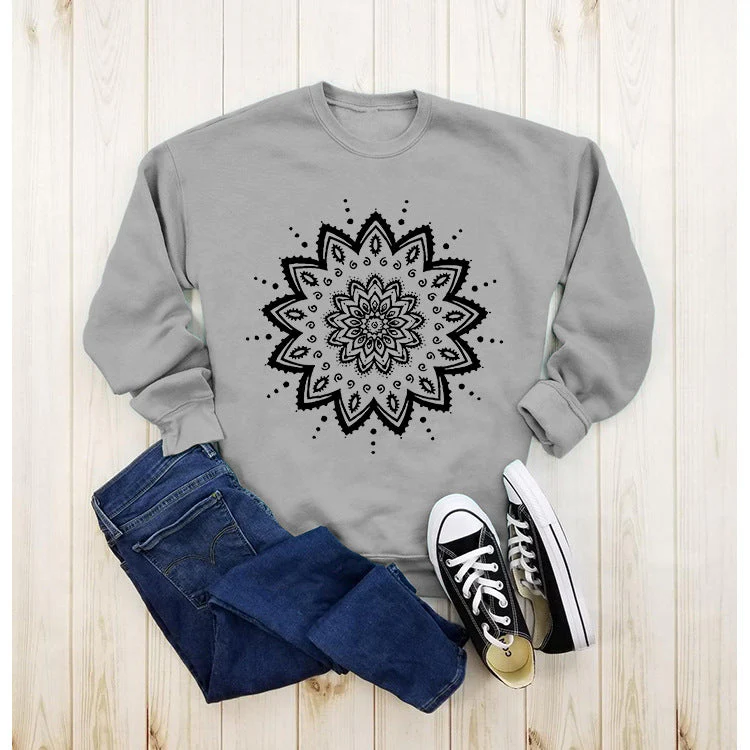 Damen Sweatshirt mit kreativem Mandala-Design und lässigem Schnitt - Image 5