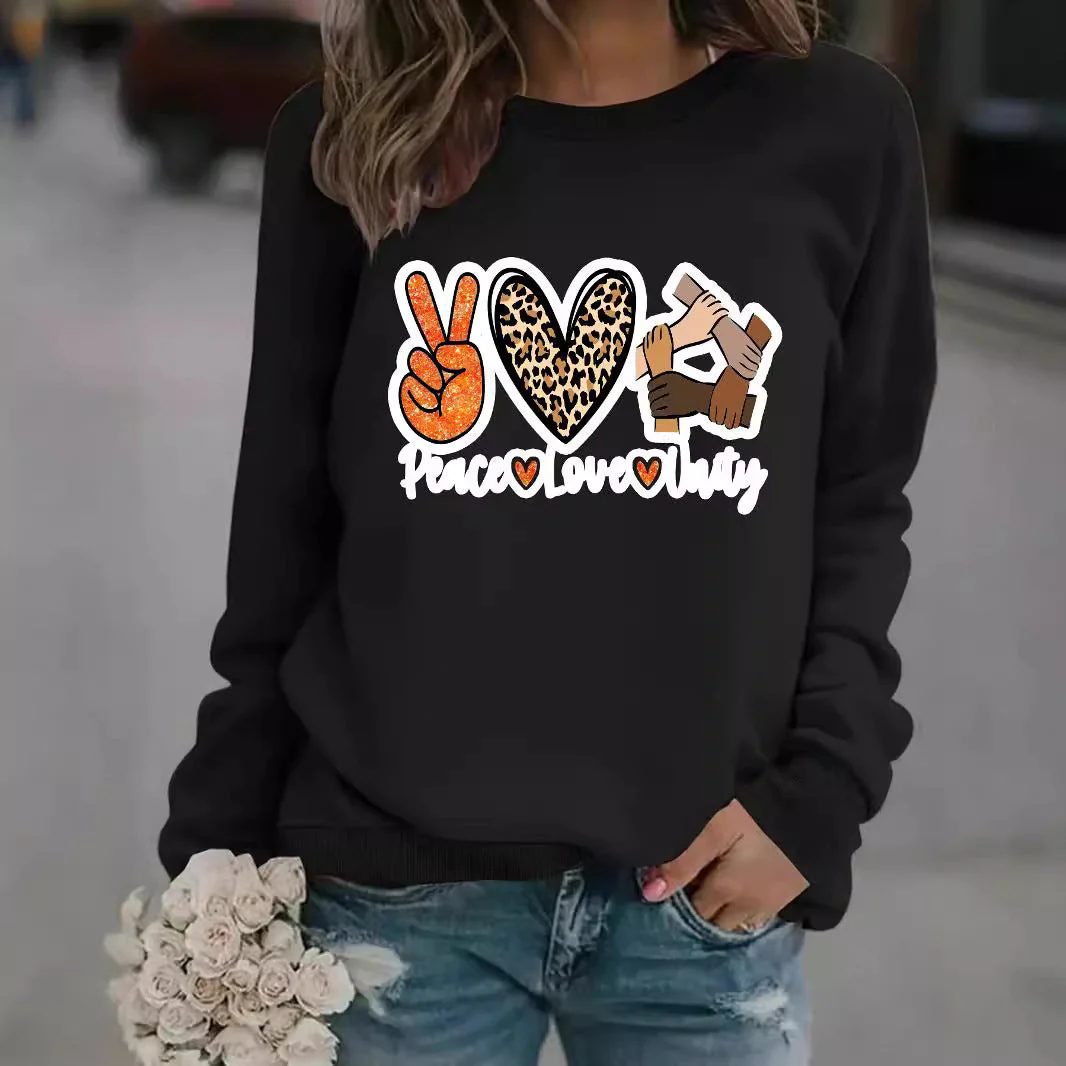Damen Sweatshirt mit kreativem Peace, Love & Unity Motiv - Image 3