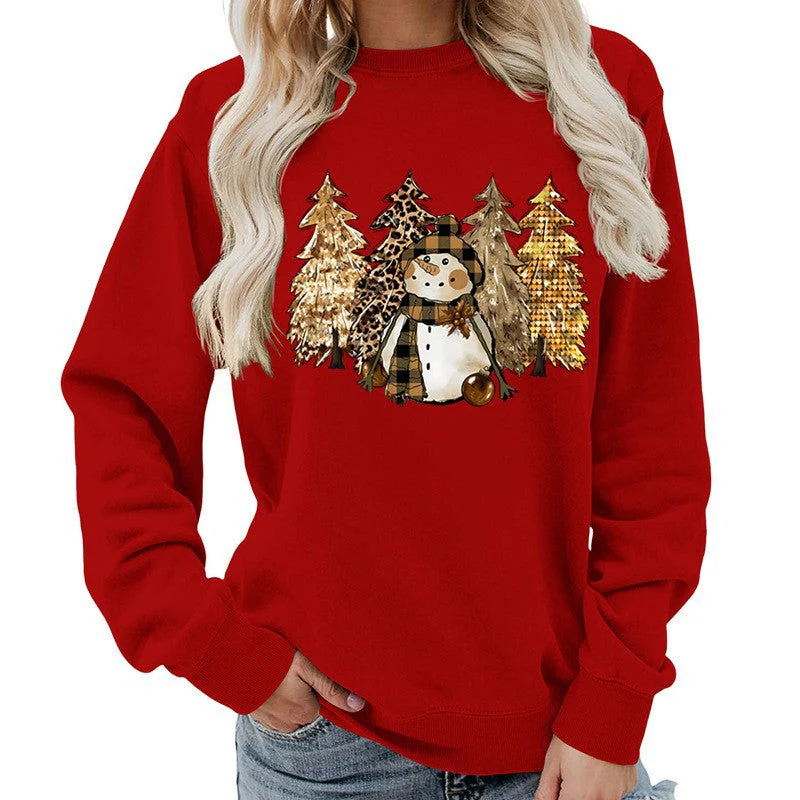 Damen Sweatshirt mit kreativem Schneemann-Design und weichem Innenfutter