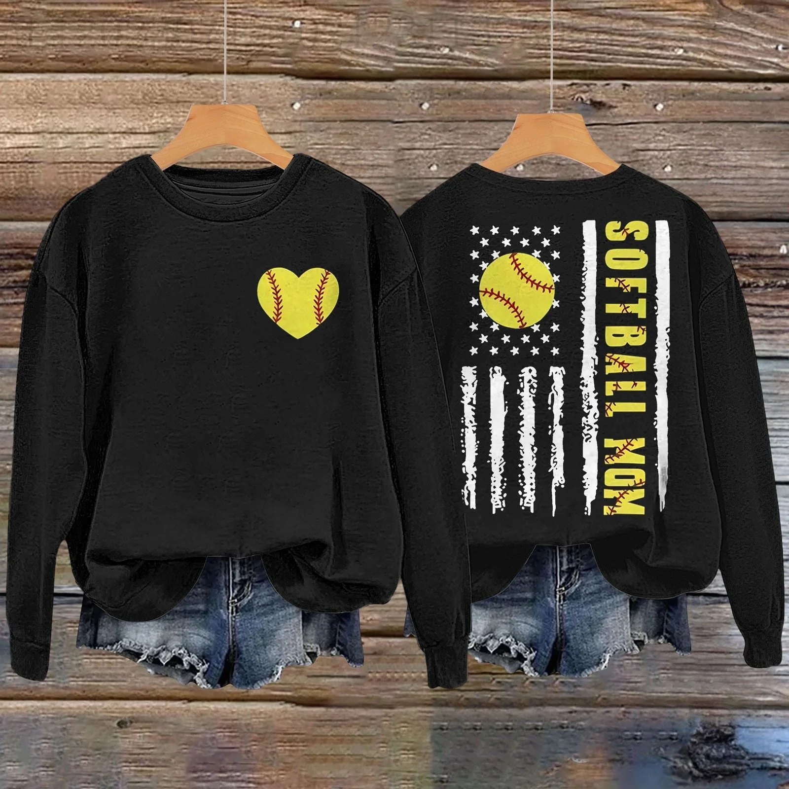 Damen Sweatshirt mit kreativem Softball-Design - Image 3