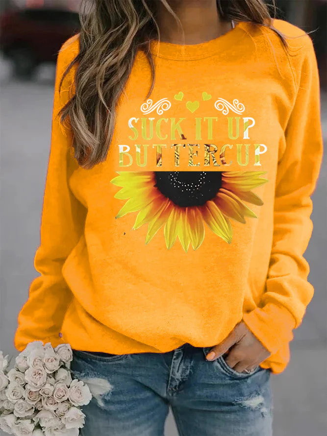 Damen Sweatshirt mit kreativem Sonnenblumenaufdruck und motivierendem Spruch - Image 10