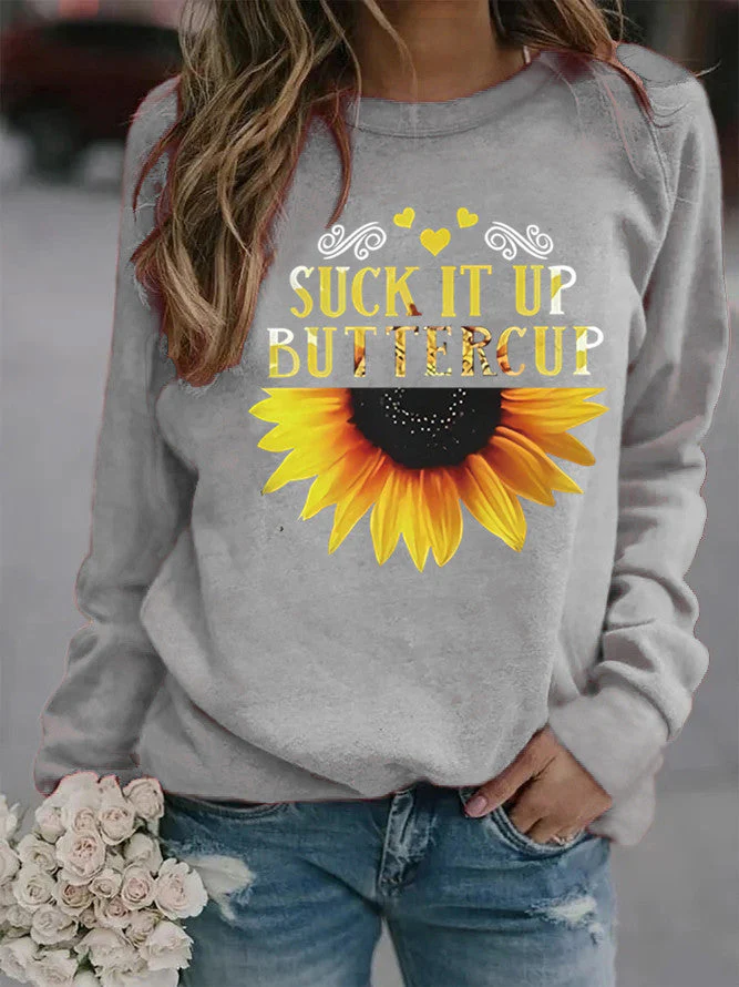 Damen Sweatshirt mit kreativem Sonnenblumenaufdruck und motivierendem Spruch - Image 11