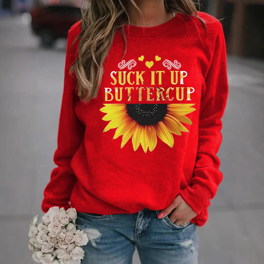 Damen Sweatshirt mit kreativem Sonnenblumenaufdruck und motivierendem Spruch - Image 3