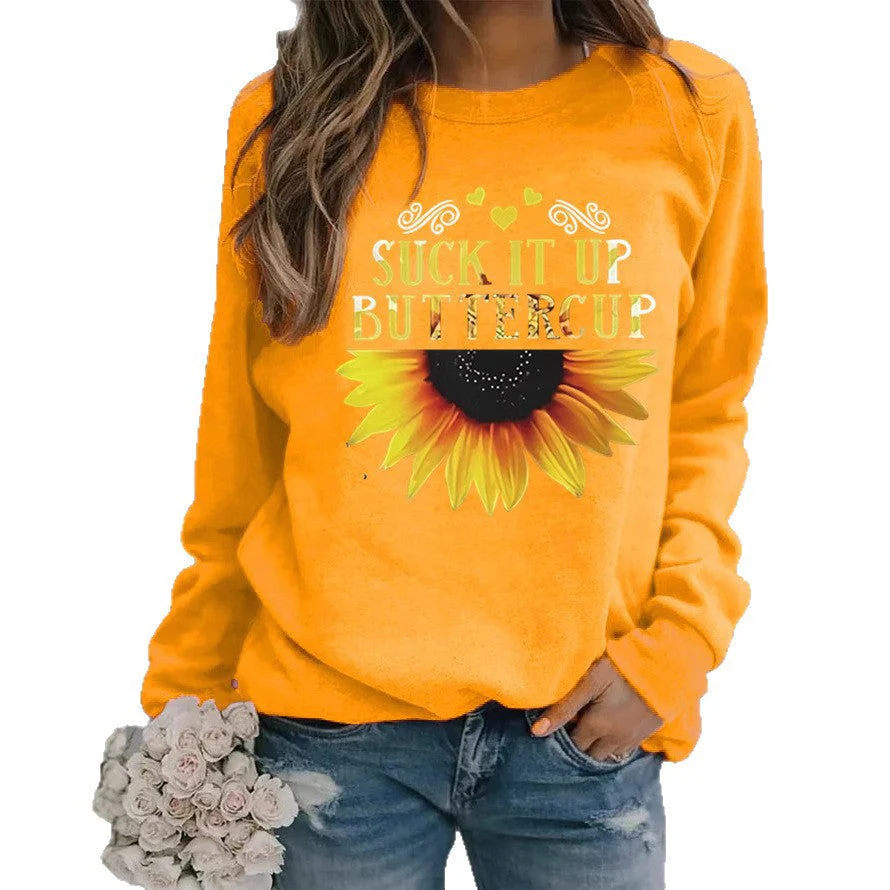 Damen Sweatshirt mit kreativem Sonnenblumenaufdruck und motivierendem Spruch - Image 4
