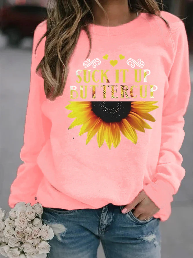 Damen Sweatshirt mit kreativem Sonnenblumenaufdruck und motivierendem Spruch - Image 5