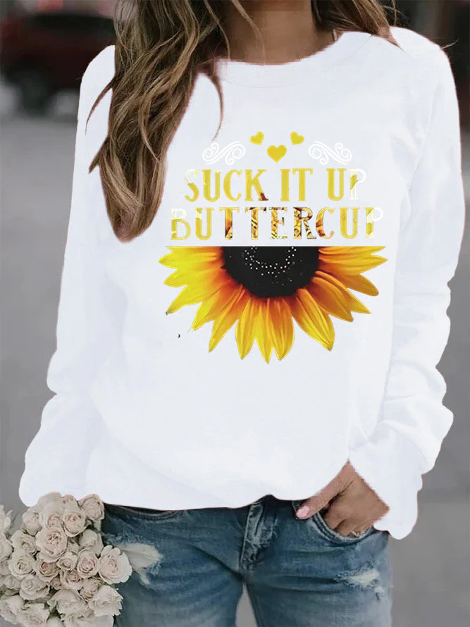 Damen Sweatshirt mit kreativem Sonnenblumenaufdruck und motivierendem Spruch - Image 6