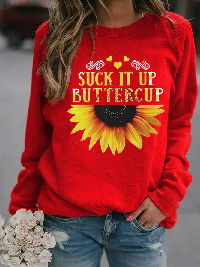 Damen Sweatshirt mit kreativem Sonnenblumenaufdruck und motivierendem Spruch - Image 7