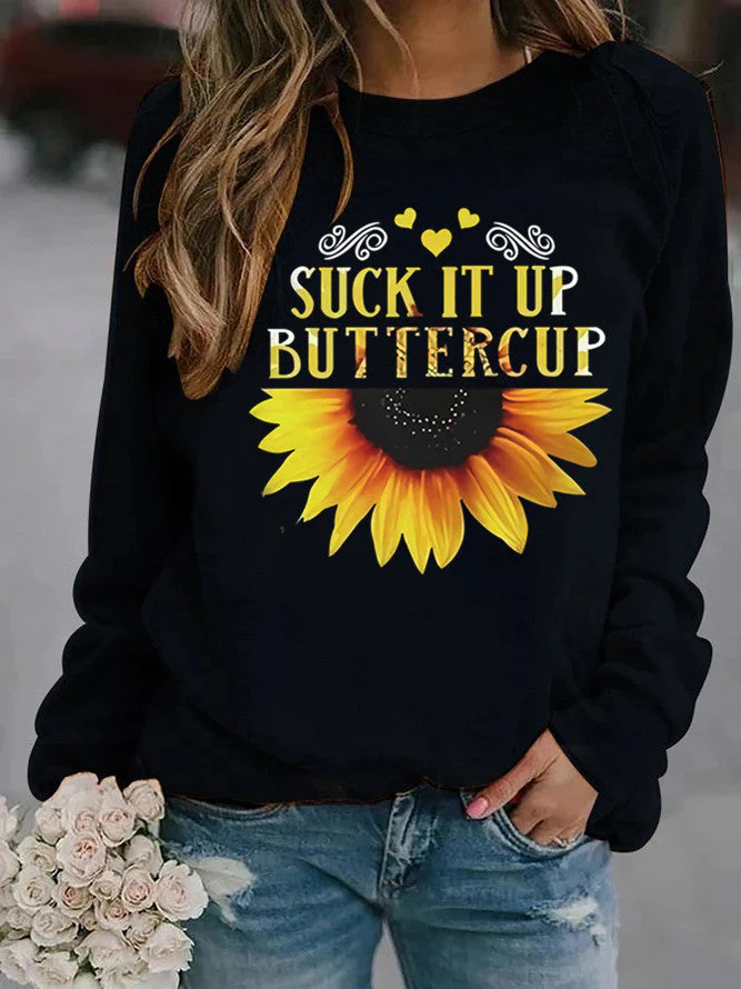 Damen Sweatshirt mit kreativem Sonnenblumenaufdruck und motivierendem Spruch - Image 8