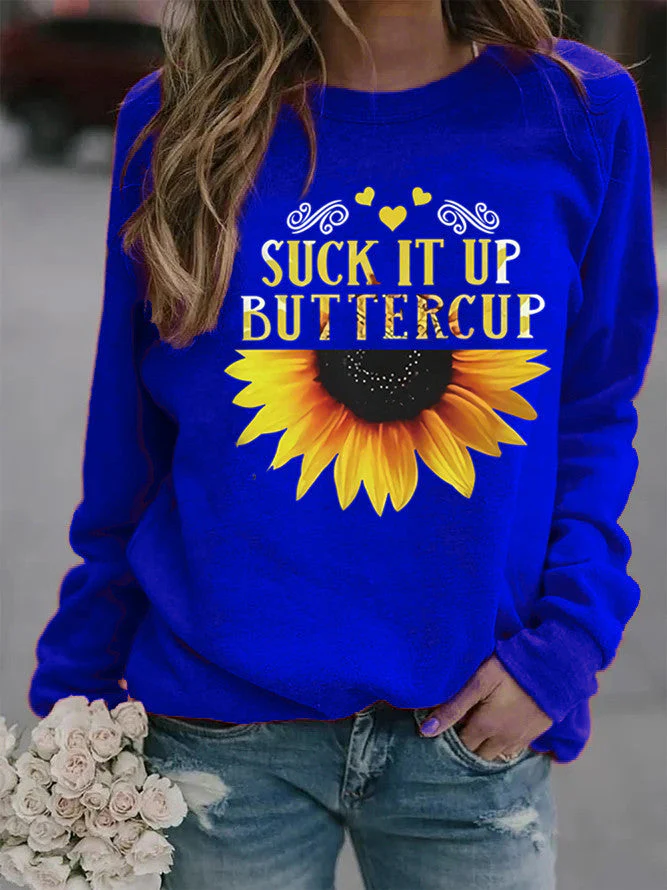 Damen Sweatshirt mit kreativem Sonnenblumenaufdruck und motivierendem Spruch - Image 9