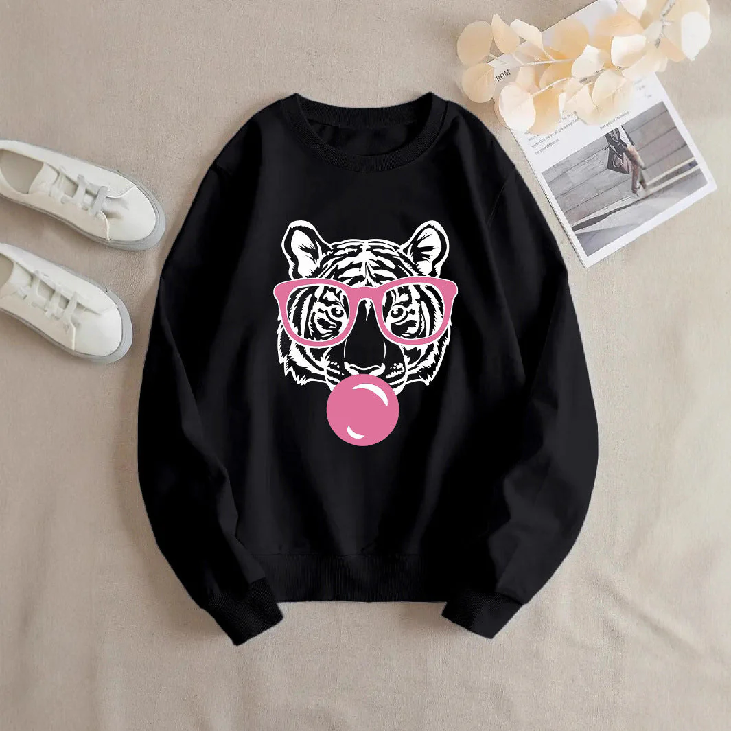 Damen Sweatshirt mit kreativem Tiger-Design und lässigem Schnitt