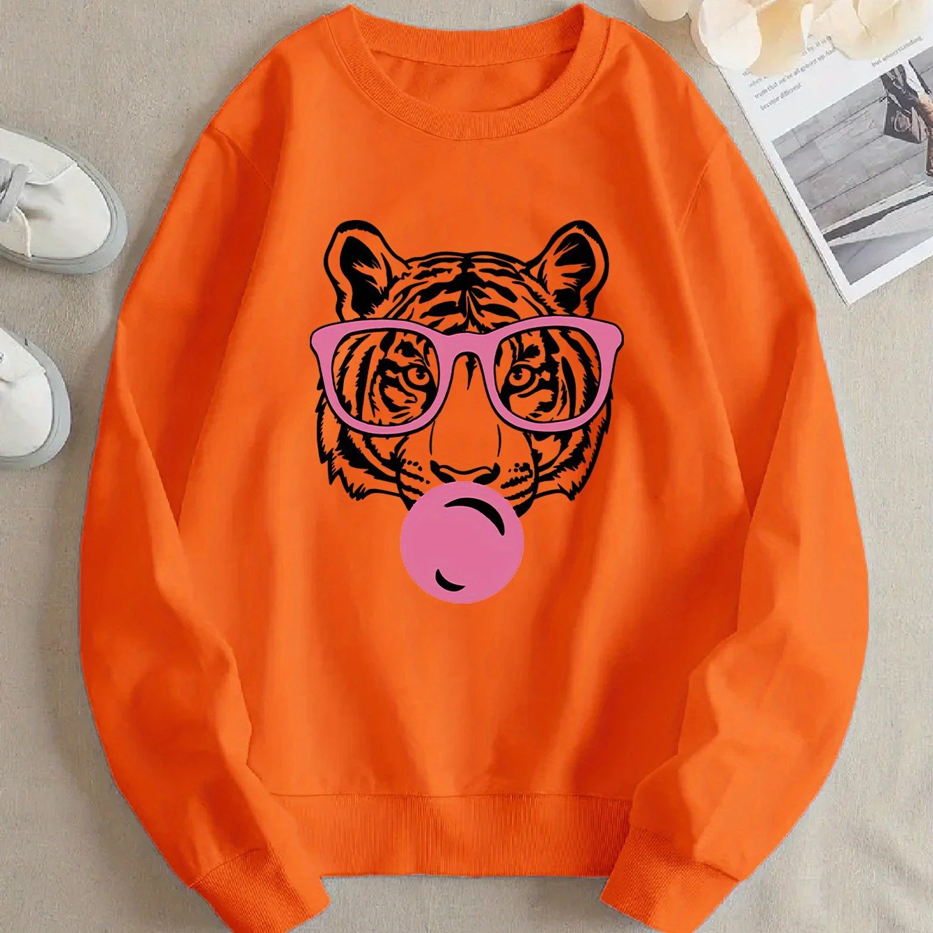 Damen Sweatshirt mit kreativem Tiger-Design und lässigem Schnitt - Image 5