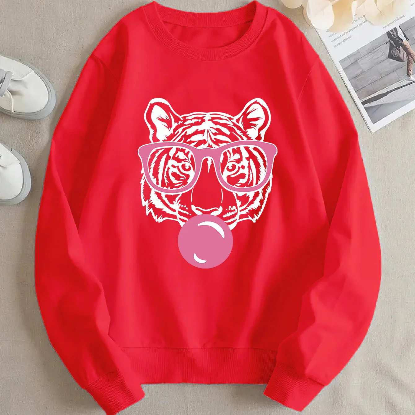 Damen Sweatshirt mit kreativem Tiger-Design und lässigem Schnitt - Image 6