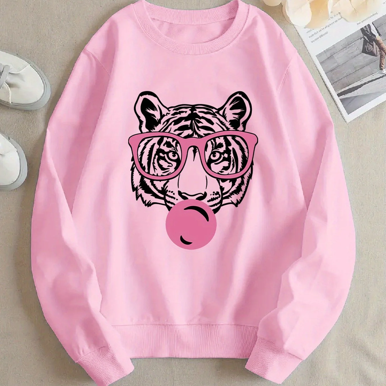 Damen Sweatshirt mit kreativem Tiger-Design und lässigem Schnitt - Image 8