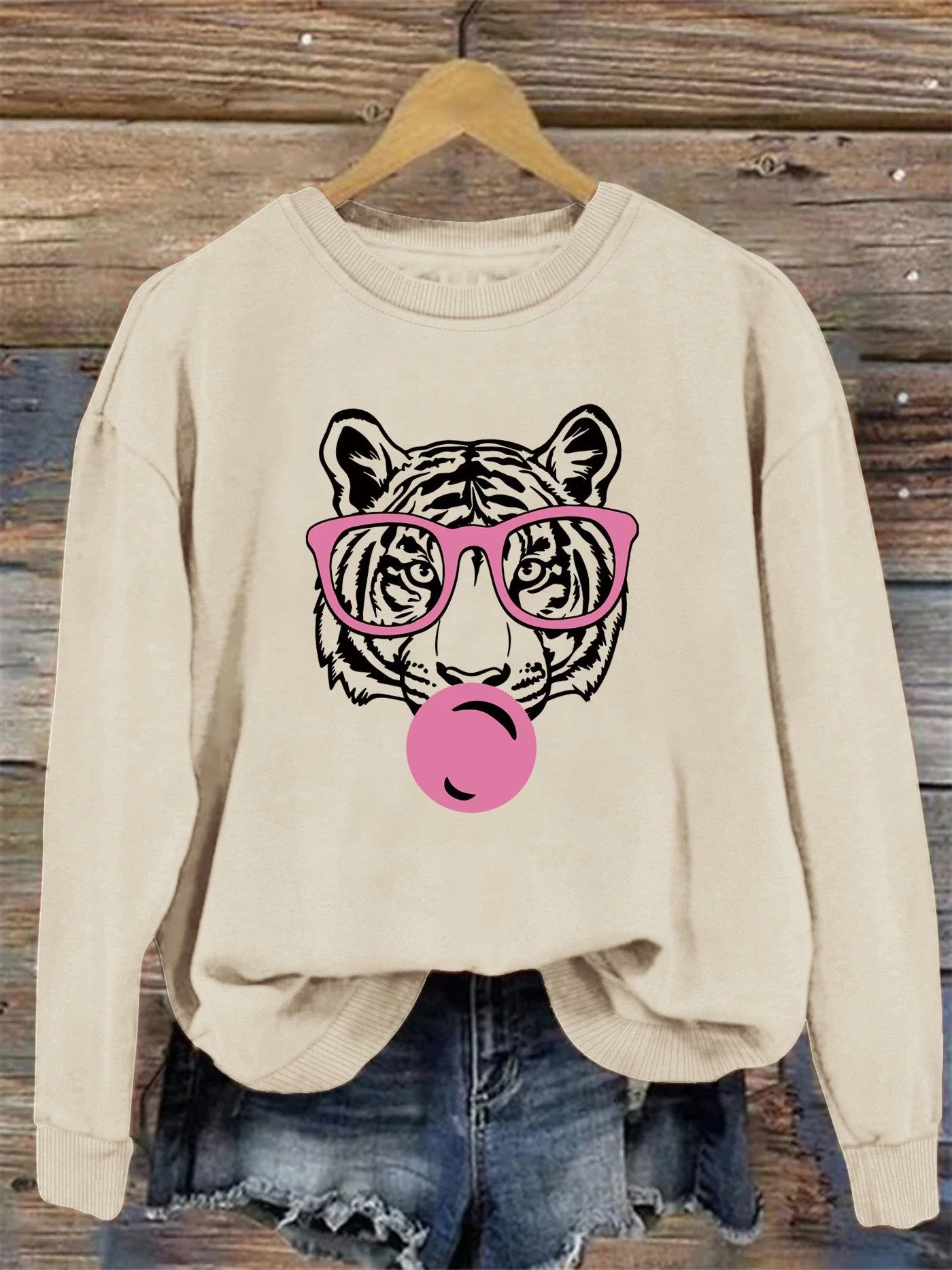 Damen Sweatshirt mit kreativem Tiger-Design und lässigem Schnitt - Image 9