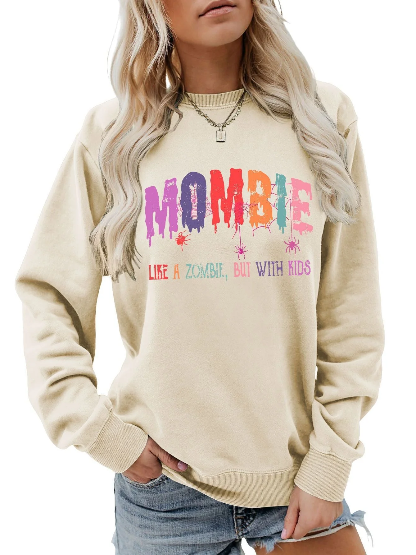 Damen Sweatshirt mit kreativem Zombie-Motiv - Image 11