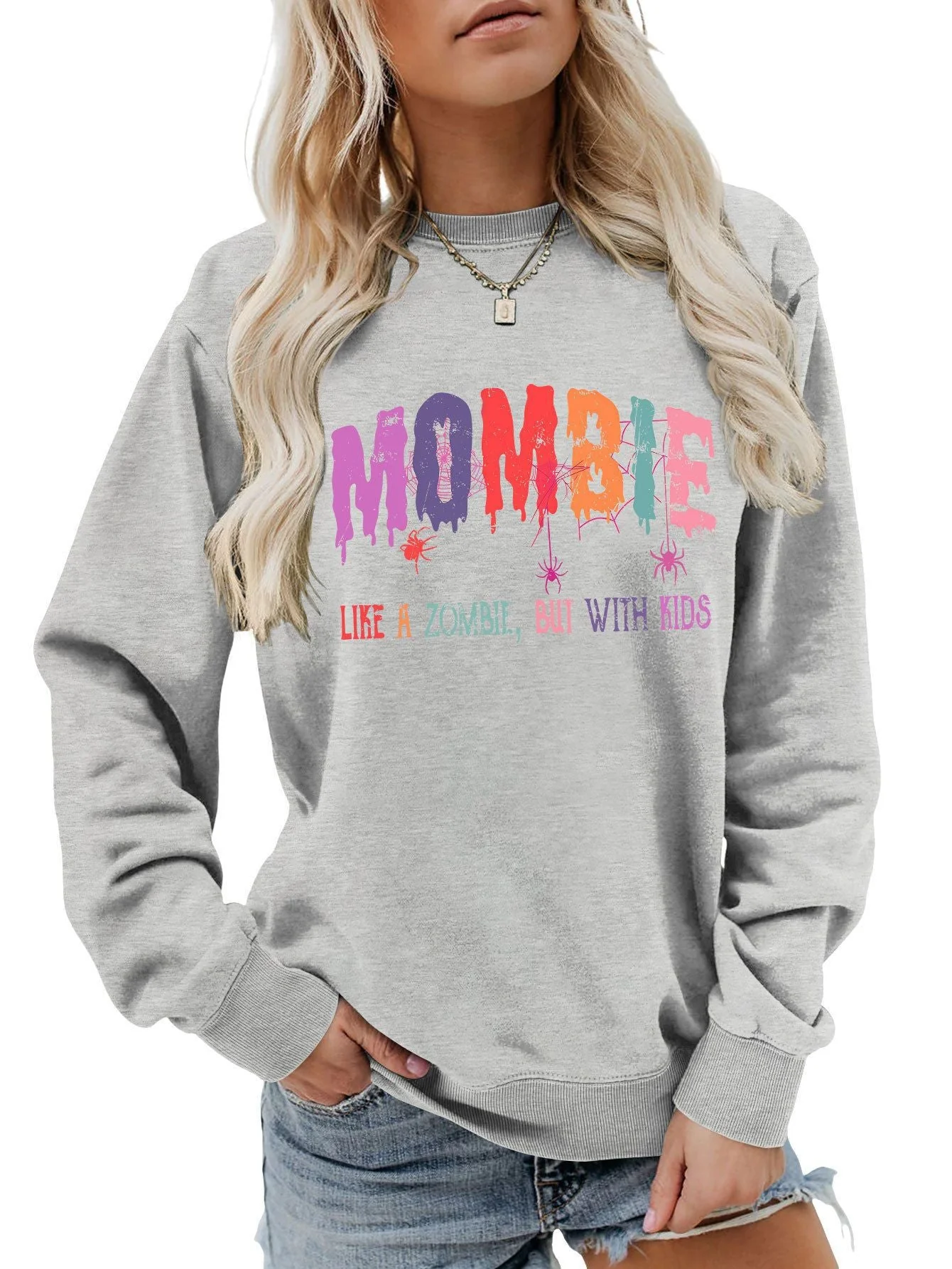Damen Sweatshirt mit kreativem Zombie-Motiv - Image 12
