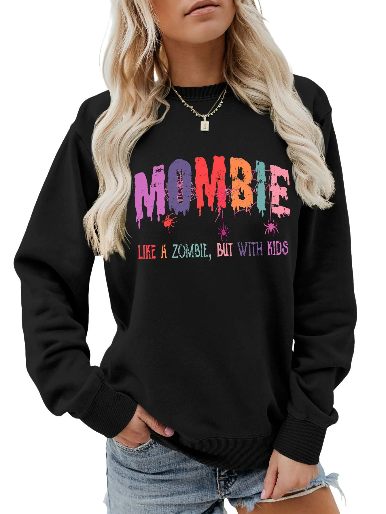 Damen Sweatshirt mit kreativem Zombie-Motiv - Image 13