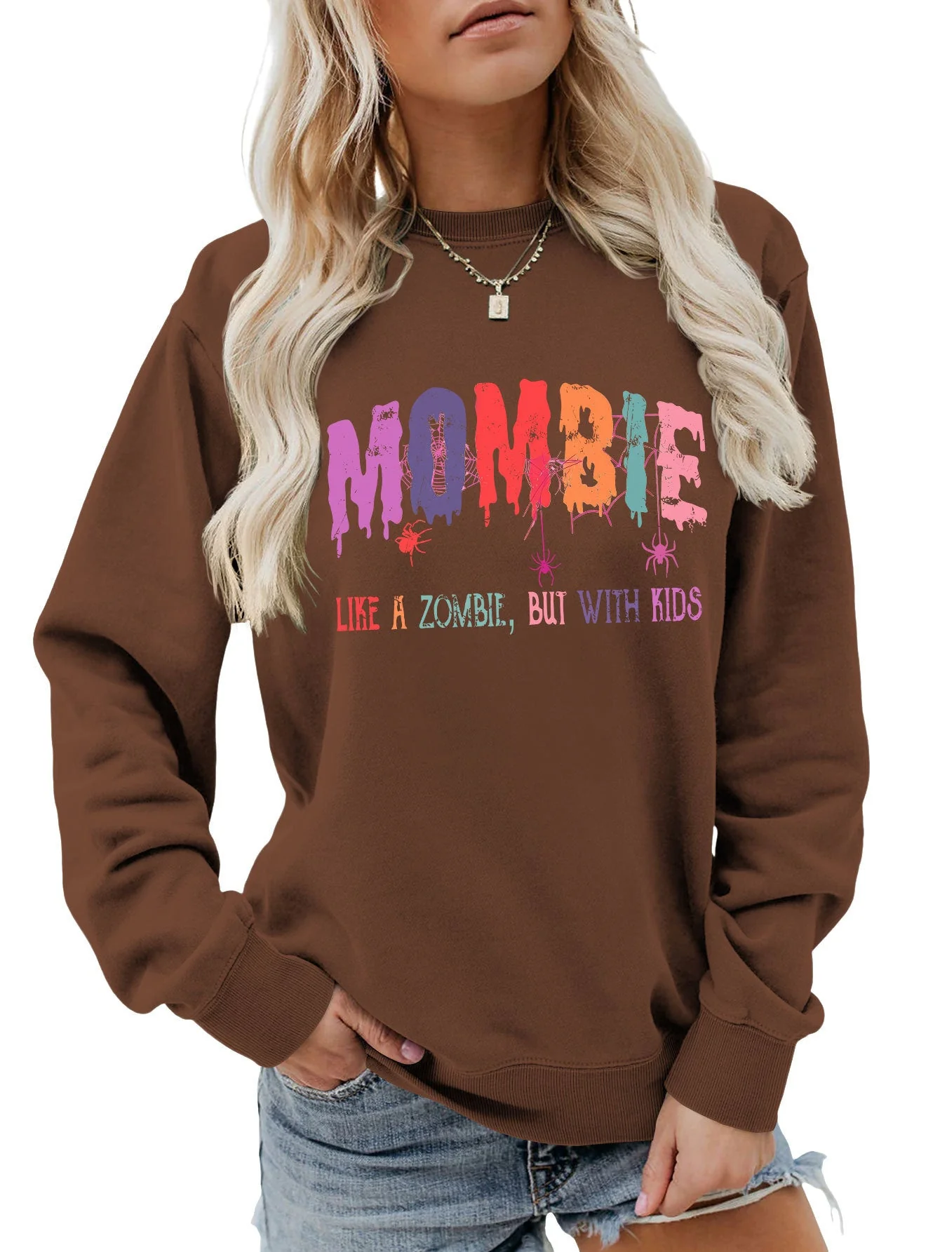 Damen Sweatshirt mit kreativem Zombie-Motiv - Image 14