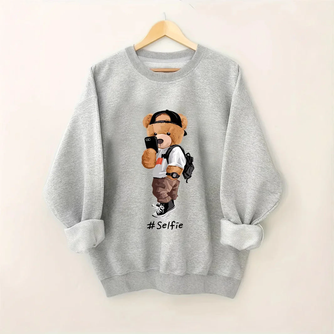 Damen Sweatshirt mit künstlerischem Bärendesign und lässigem Schnitt