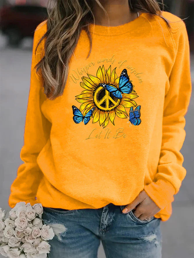 Damen Sweatshirt mit künstlerischem Sonnenblumen- und Schmetterlingsdesign - Image 10