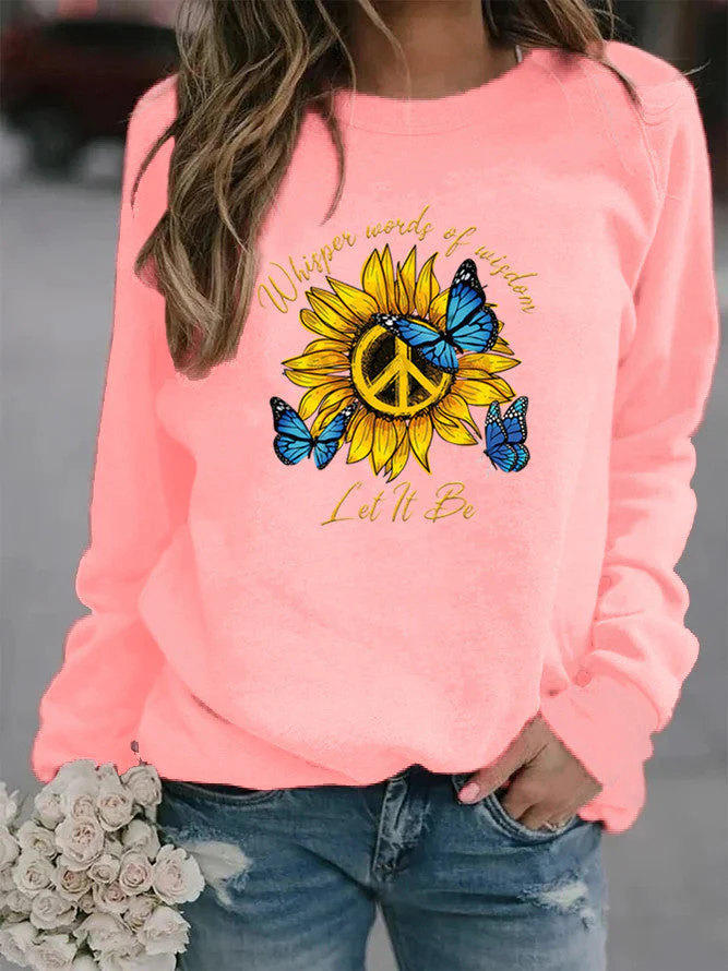 Damen Sweatshirt mit künstlerischem Sonnenblumen- und Schmetterlingsdesign - Image 5