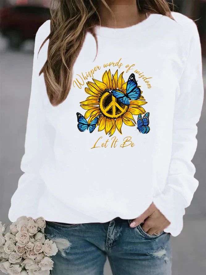 Damen Sweatshirt mit künstlerischem Sonnenblumen- und Schmetterlingsdesign - Image 6