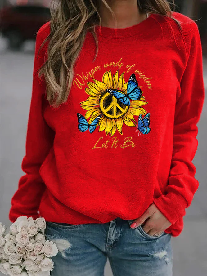 Damen Sweatshirt mit künstlerischem Sonnenblumen- und Schmetterlingsdesign - Image 7