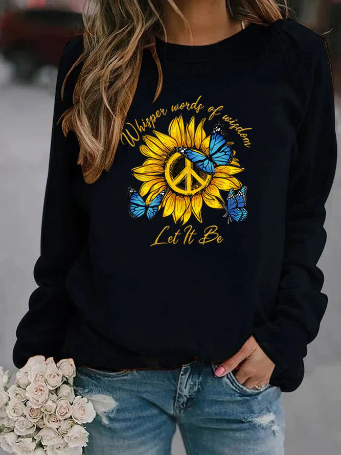 Damen Sweatshirt mit künstlerischem Sonnenblumen- und Schmetterlingsdesign - Image 8